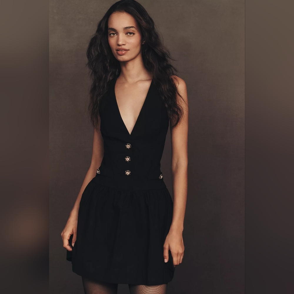 Brand New Anthropologie Maeve Faux Fur Collar Mini Dress In XL
